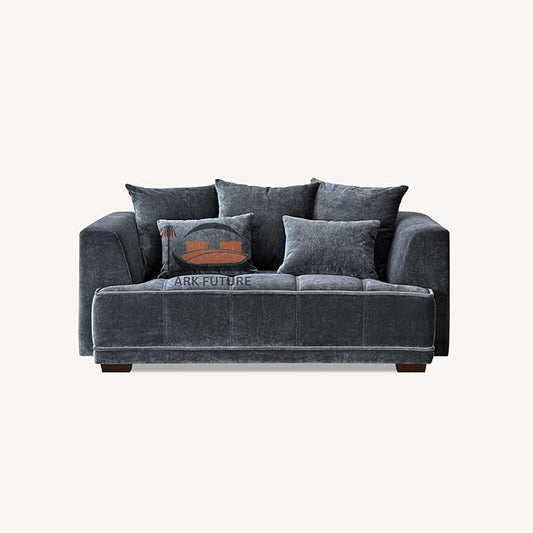 Gramercy 2-Seater Sectional Sofa in Luxurious Steel Velvet for Living Room