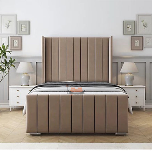 Hazel Panel Wingback Upholstered Bed Frame