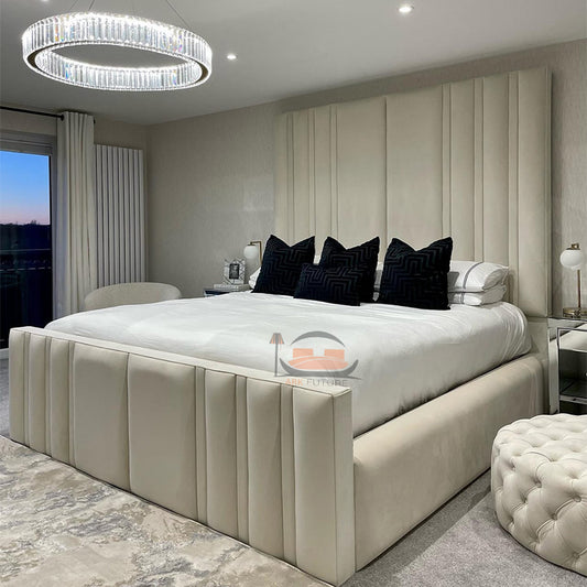 Helen Lined Padded High Headboard Bed