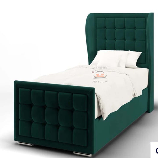 Micky Wings Kids Bed in Plush Velvet Fabric