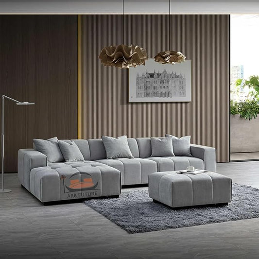 Leonard Left-Hand Corner Sofa in Cloudy Grey Boucle (Left-Hand)