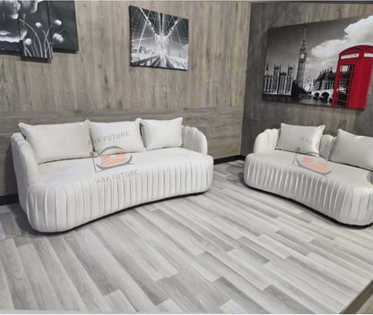 Luis Linestyle 3 +2 Sofa in Plush Velvet Fabric