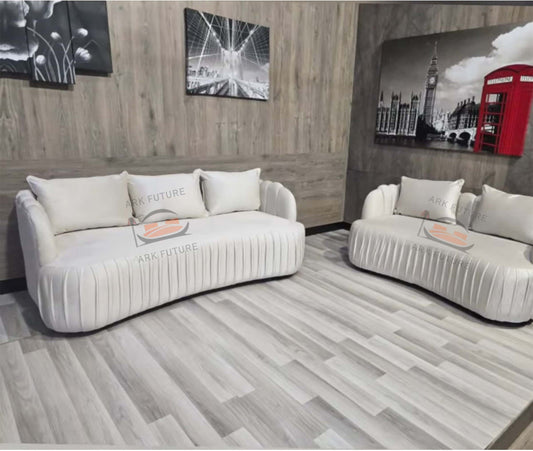 Luis Linestyle 3 +2 Sofa in Plush Velvet Fabric