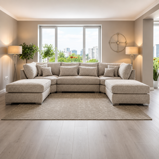 Milton Muse U-Shaped Sofa In Plush Velvet Fabric