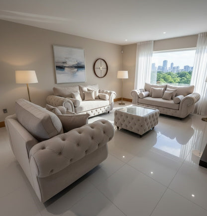 Turbo Sofa Set in Plush Velvet Fabric