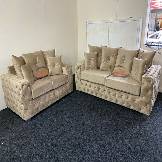 Mustard Gold Chesterfield Two plus Two Seater Sofa