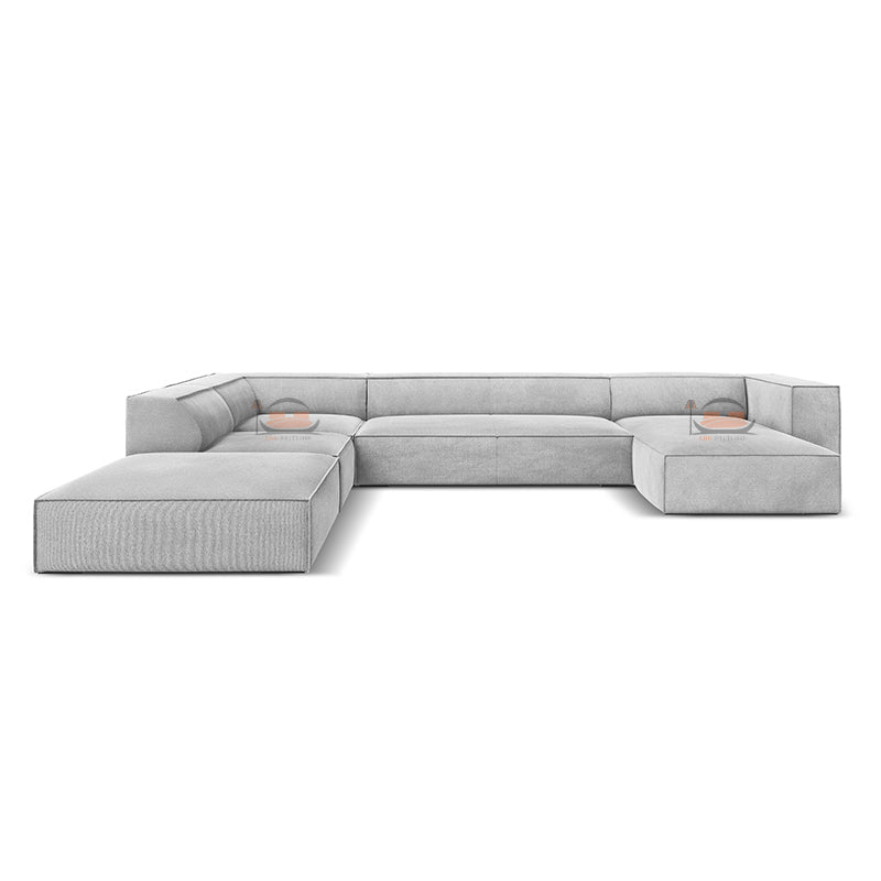 Simon Elegant U Shaped Corner Sofa in Plush Velvet Fabric