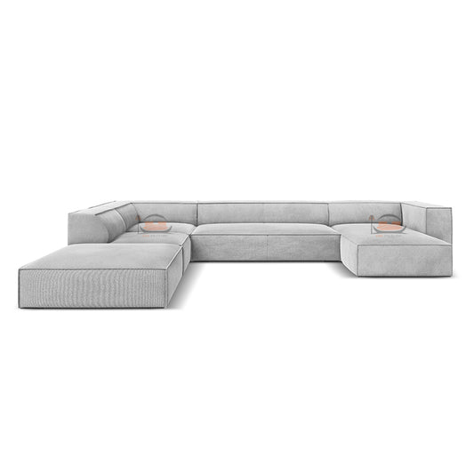 Simon Elegant U Shaped Corner Sofa in Plush Velvet Fabric