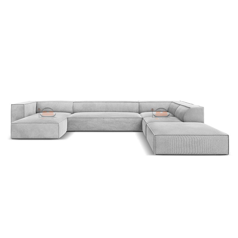 Simon Elegant U Shaped Corner Sofa in Plush Velvet Fabric