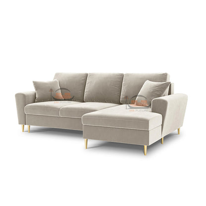 Kyoto Left Sided Corner Sofa in Plush Velvet Fabric