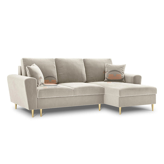 Kyoto Left Sided Corner Sofa in Plush Velvet Fabric