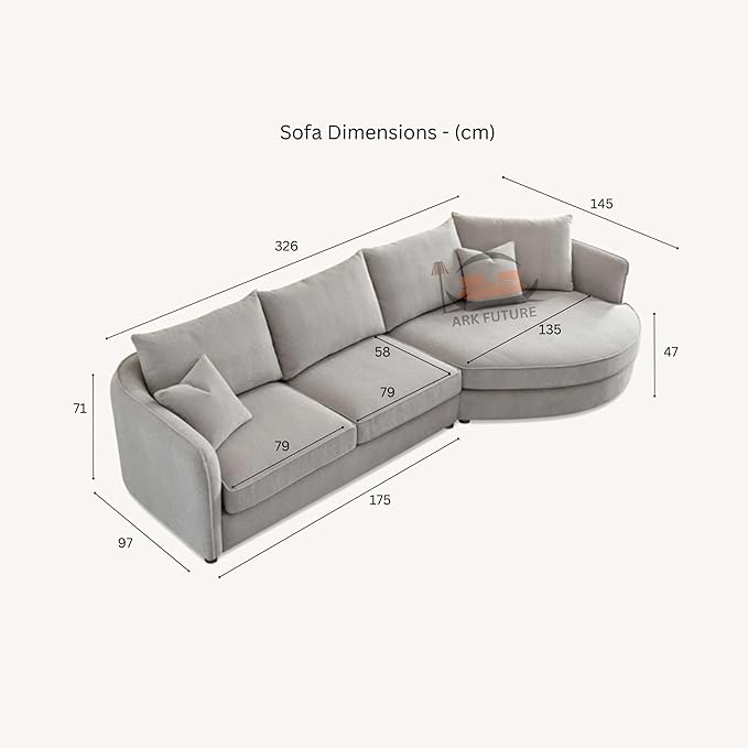 Rubin Corner Chaise Sofa in Charcoal Boucle, Modern Design with Chaise. (Charcoal)