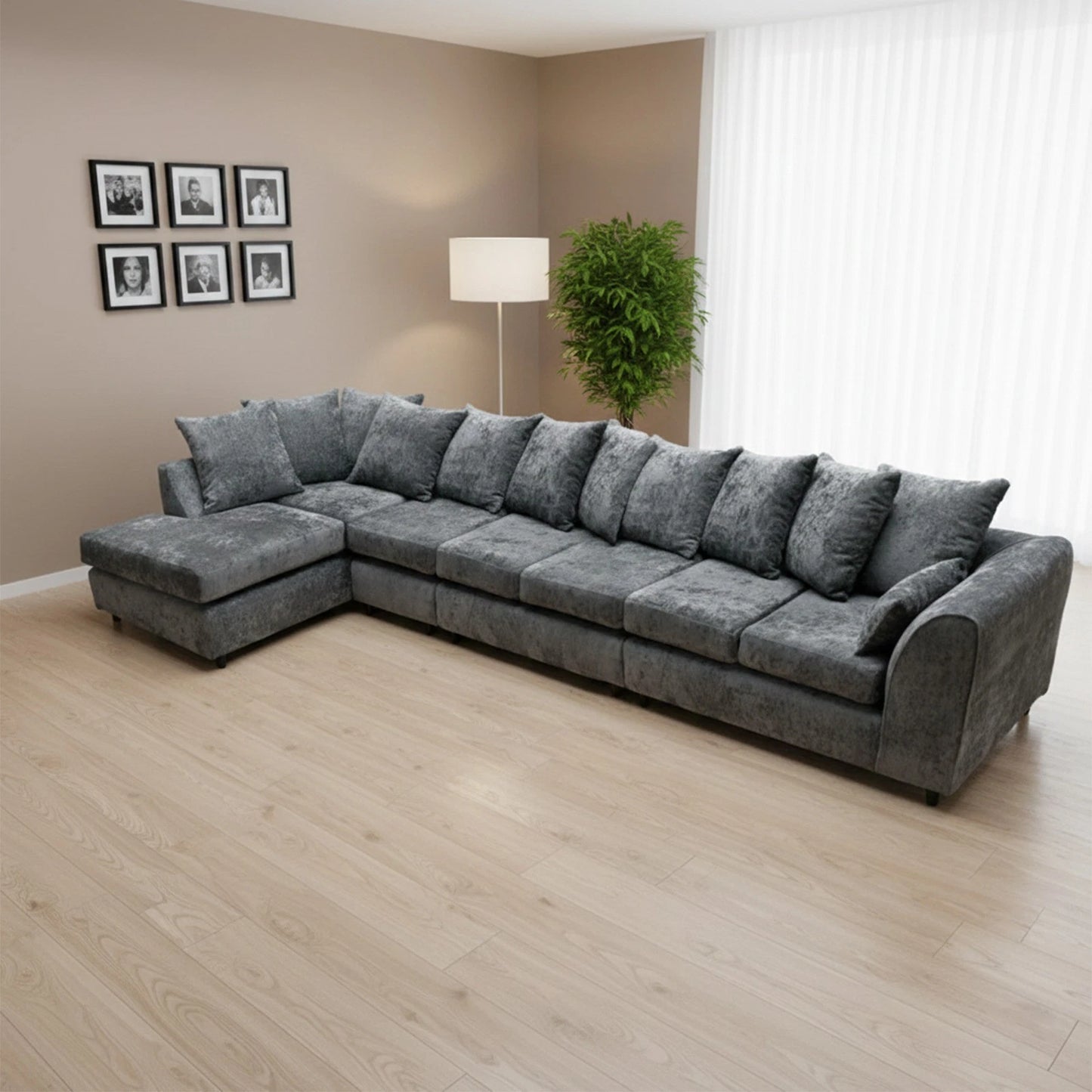 Stone Aura Left-Hand Chaise L-Shaped Sofa