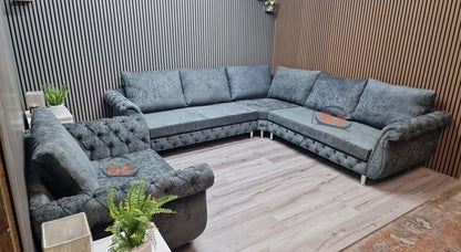 Morris Sofa Set in Plush Velvet Fabric
