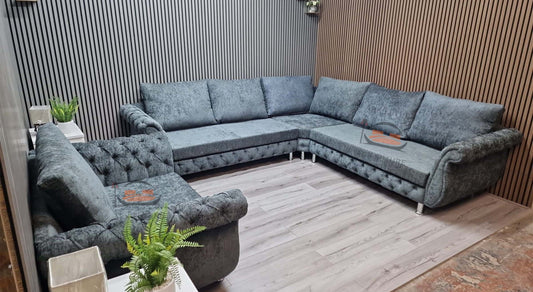 Morris Sofa Set in Plush Velvet Fabric