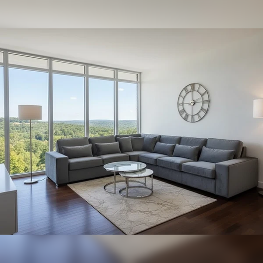 Hilton Sofa in Grey Plush Velvet Fabric