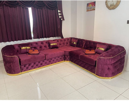 Nampi L Shape Sofa in Plush Velvet Fabric