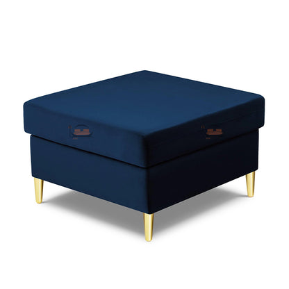 Pouf Footstool in Plush Velvet with Golden Legs