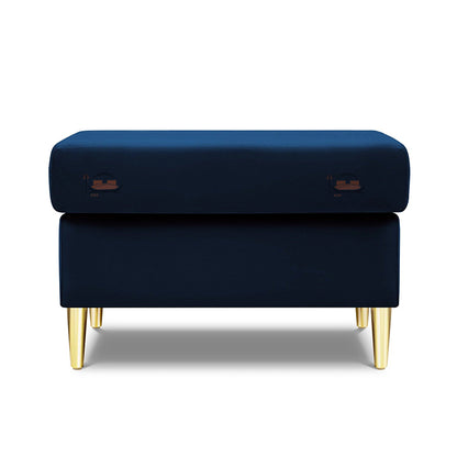 Pouf Footstool in Plush Velvet with Golden Legs