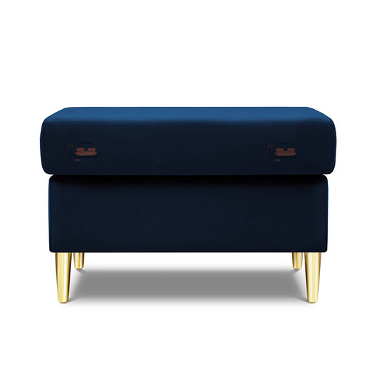Pouf Footstool in Plush Velvet with Golden Legs