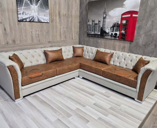 Joyce Corner Sofa in Plush Velvet Fabric
