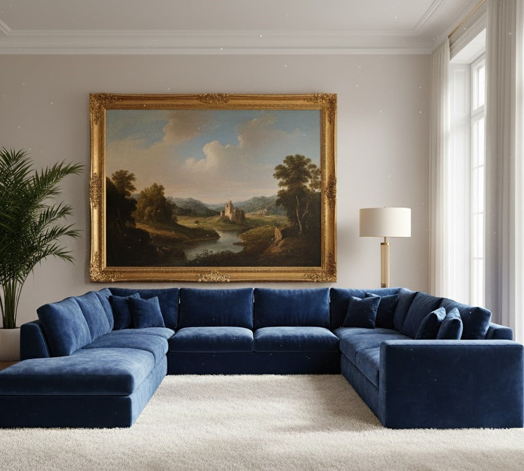 Michelle U-Shaped Luxury Sofa In Plush Velvet Fabric