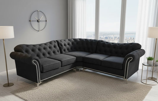 Lexi Italian Corner Sofa in Plush Velvet Fabric