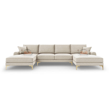Drew Luxury U shape Sofa in Plush Velvet Fabric