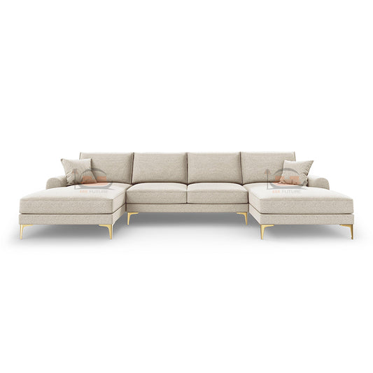 Drew Luxury U shape Sofa in Plush Velvet Fabric