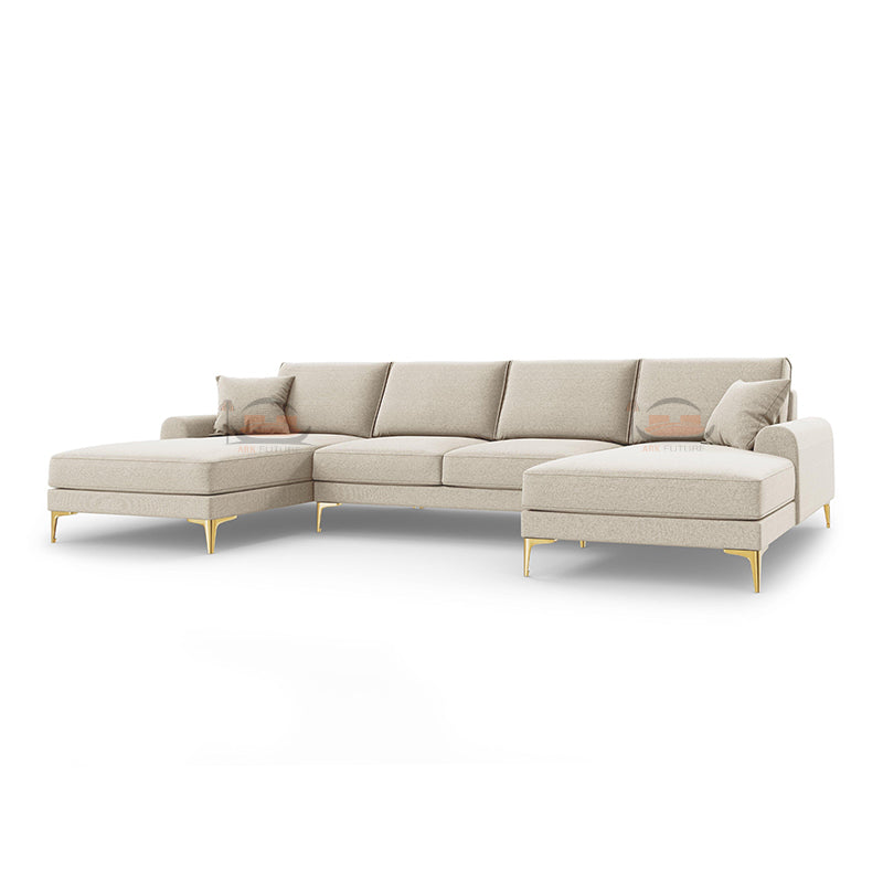 Drew Luxury U shape Sofa in Plush Velvet Fabric