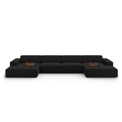 Hackney U Shape Sofa in Plush Velvet Fabric