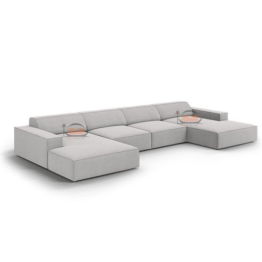 Hackney U Shape Sofa in Plush Velvet Fabric