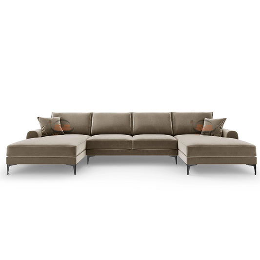 Howard U Shape Sofa in Plush Velvet Fabric