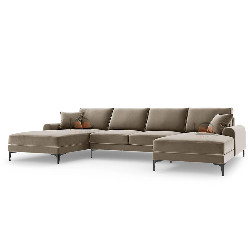 Howard U Shape Sofa in Plush Velvet Fabric