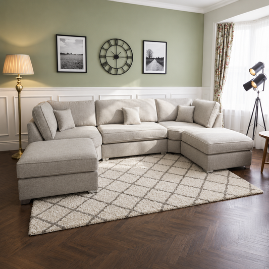 The Zephyr Couch U-Shaped Sofa In Plush Velvet Fabric